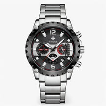 watches : Horloge Zwart Zwart - Luxe Chronograafhorloge van Roestvrij Staal in zwart zilver van Pantino