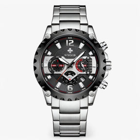 watches : Horloge Zwart Zwart - Luxe Chronograafhorloge van Roestvrij Staal in zwart zilver van Pantino