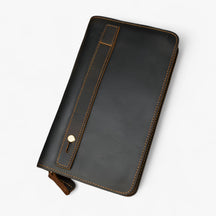 bags : Clutch Heren Bruin - Stijlvolle Lange Leer in Koffie van Pantino
