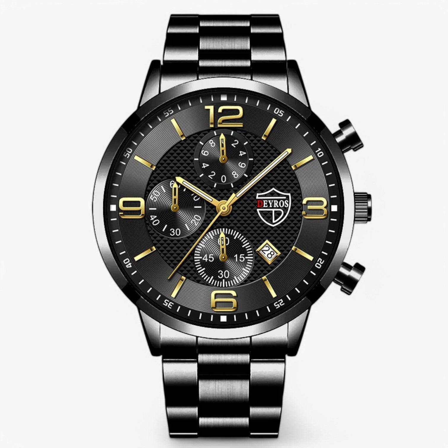 watches : Horloge Heren Zwart Blauw - Luxe & Precisie - Stalen Herenhorloge met Luminieuze Functies in Goud Zwart van Pantino
