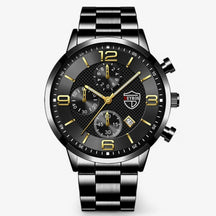 watches : Horloge Heren Zwart Blauw - Luxe & Precisie - Stalen Herenhorloge met Luminieuze Functies in Goud Zwart van Pantino