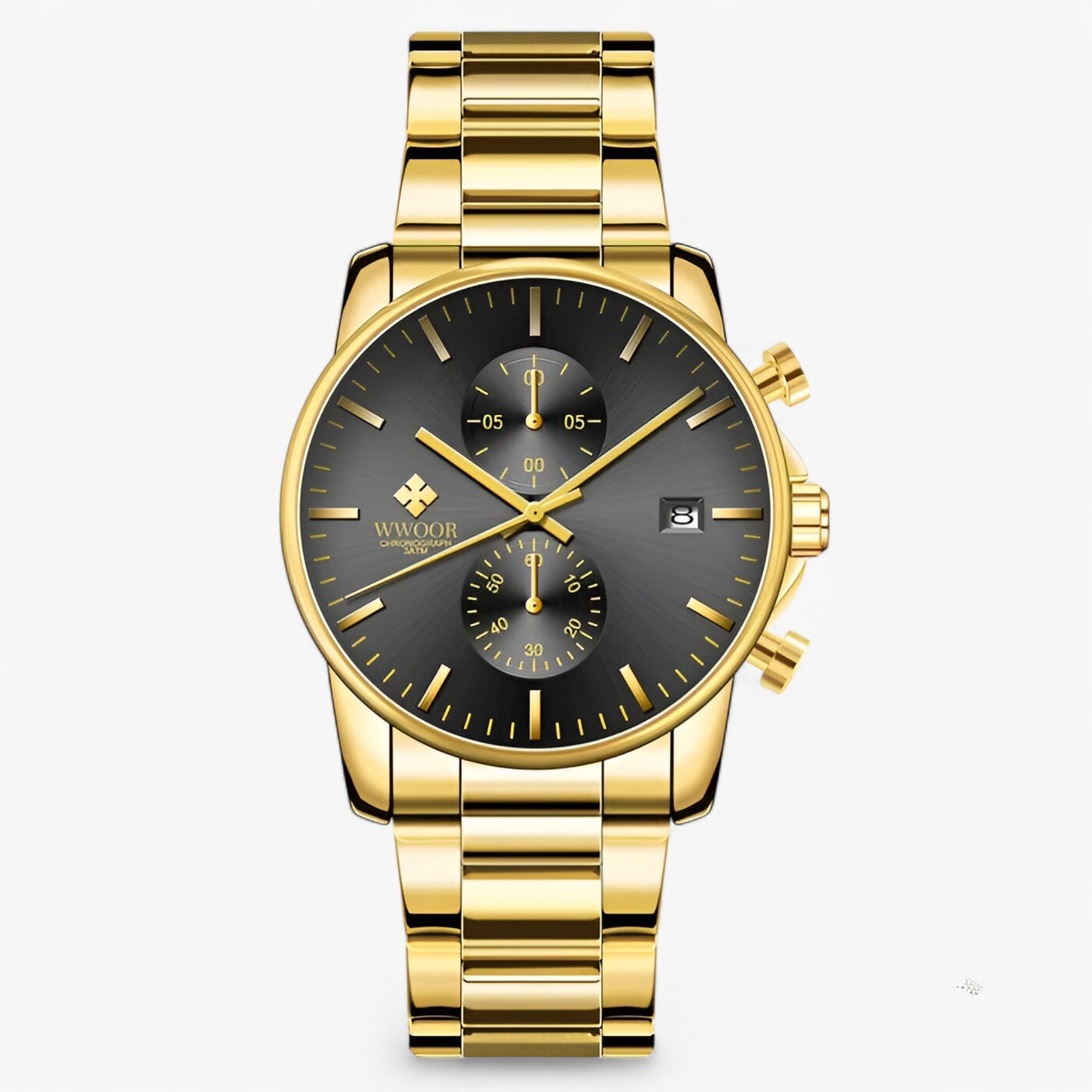 watches : Lichtgewicht Roestvrijstalen Chronograafuurwerk - Zwart Wit in Goud zwart van Pantino