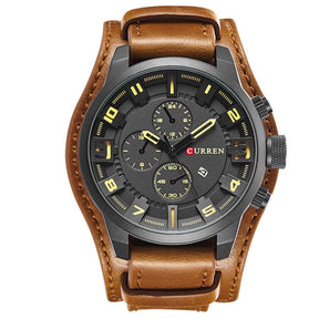 watches : Navigator Luxe Heren Horloge – Bruin Leren Band | Klassiek Zakelijk Polshorloge in Citroen Mokka van Pantino