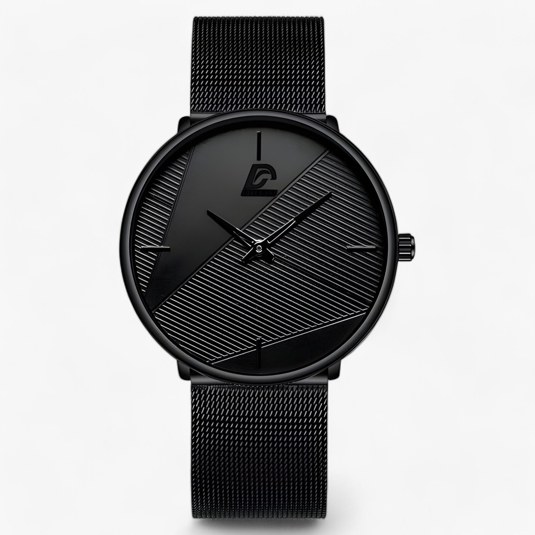 watches : Ultra-Dun Quartz - Minimalistisch & Stijlvol - Mesh Zwart Rood in Mesh Zwart Zwart van Pantino
