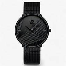 watches : Ultra-Dun Quartz - Minimalistisch & Stijlvol - Mesh Zwart Rood in Mesh Zwart Zwart van Pantino