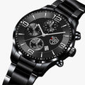 Horloge Heren Zwart Blauw - Luxe & Precisie - Stalen Herenhorloge met Luminieuze Functies