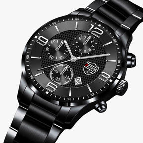 watches : Horloge Heren Zwart Blauw - Luxe & Precisie - Stalen Herenhorloge met Luminieuze Functies in van Pantino