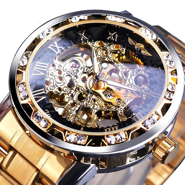 Herenhorloge Goudkleurig Staal - Luxe Kwarts Polshorloge met Verstelbare Stalen Armband