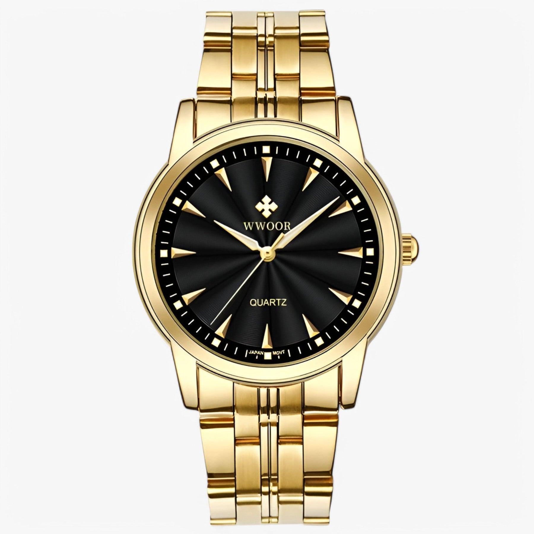watches : Horloge Heren Wit Blauw - Luxe Roestvrijstalen Gouden in Zwart goud van Pantino