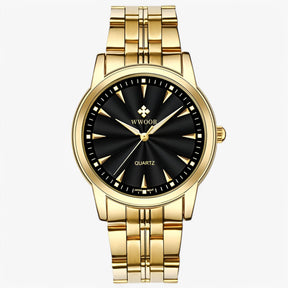 watches : Horloge Heren Wit Blauw - Luxe Roestvrijstalen Gouden in Zwart goud van Pantino