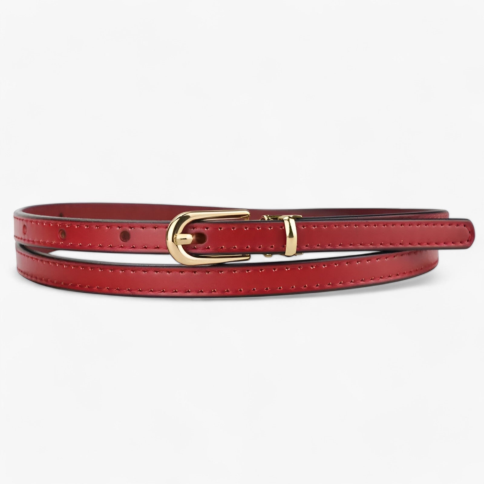 Belt : Echte Leren in Dun Ontwerp voor een Moeiteloze Stijl - Grijs in Rood van Pantino