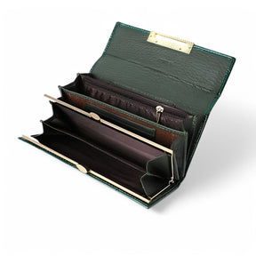 Wallet : Elegant & Duurzaam - Luxe Echt Lederen Damesportemonnee - Groen in van Pantino
