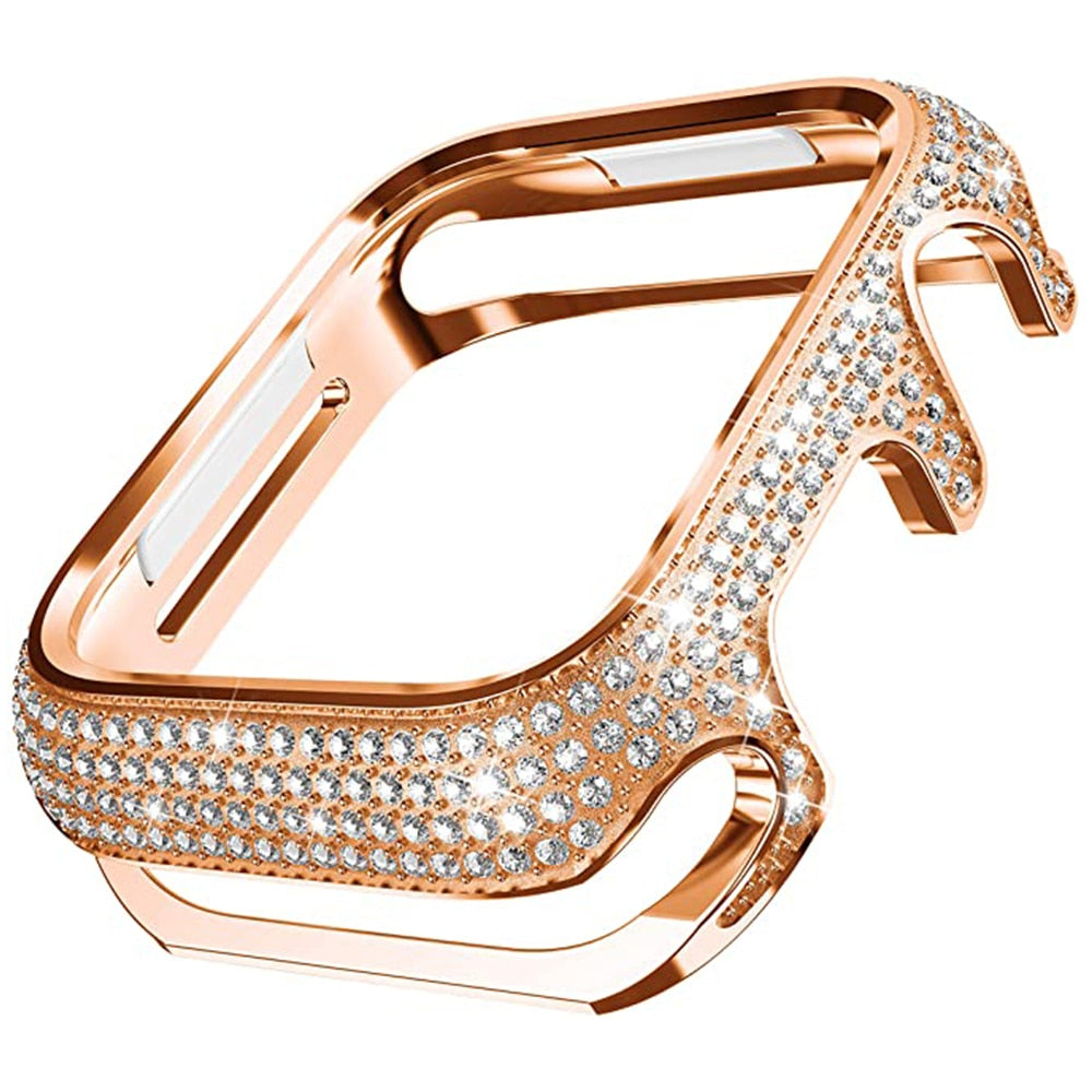 Smartwatch Case : Apple Watch Bandje Diamond Hoes - Roségoud - Roestvrij Staal - Vrouwen in van Pantino
