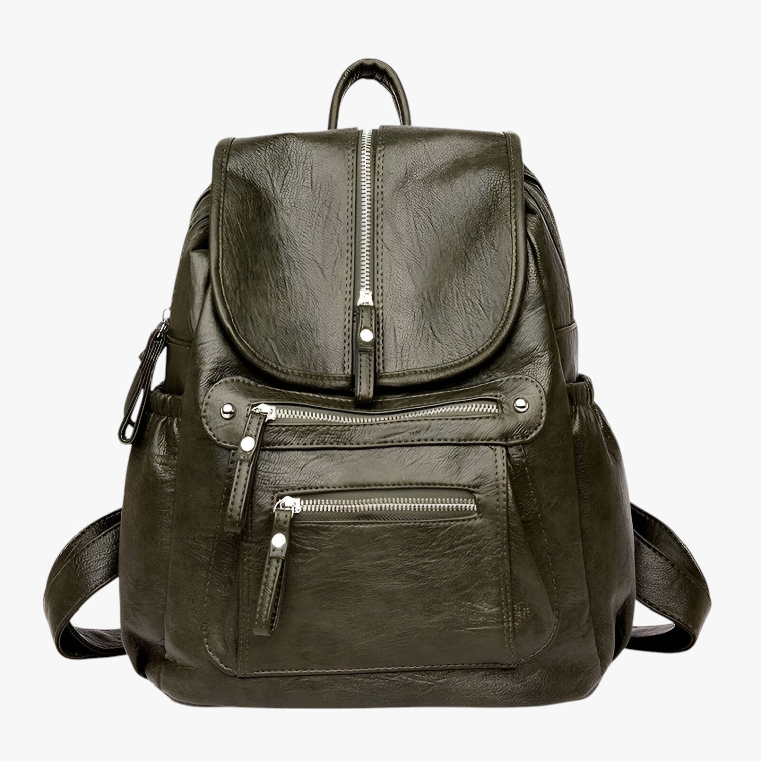 Backpack : Hoge Kwaliteit Lederen Rugzak Vintage Elegant voor Vrouwen en Meisjes - Zwart in Groen van Pantino