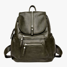 Backpack : Hoge Kwaliteit Lederen Rugzak Vintage Elegant voor Vrouwen en Meisjes - Zwart in Groen van Pantino