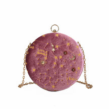 bags : Clutch Zwart - Sterrenstelsel Fashion Fluweel in Roze van Pantino