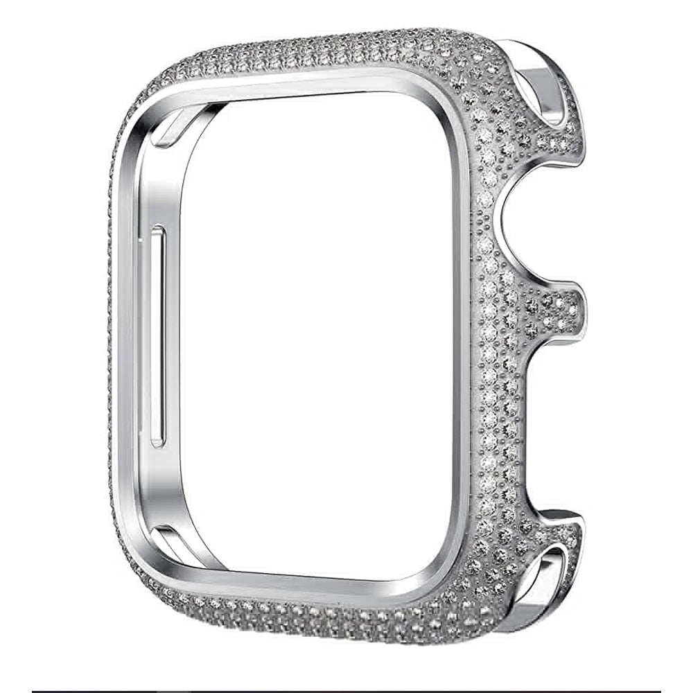 Smartwatch Case : Apple Watch Bandje Diamond Hoes - Roségoud - Roestvrij Staal - Vrouwen in Zilver van Pantino