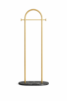 home & garden : Minimalistische Staande Kapstok van Metaal met Slab Voet in Goud-zwart van Pantino