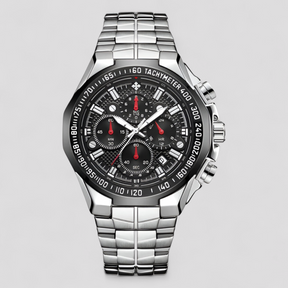 watches : Militair Chronograafhorloge Heren Goud - Staal - Analoog in zwart zilver van Pantino