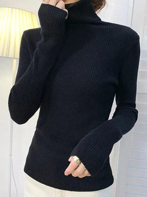 Sweater : Sweater Khaki - Helia Turtleneck with Cashmere in BLACK One Size (40-60kg) van Pantino