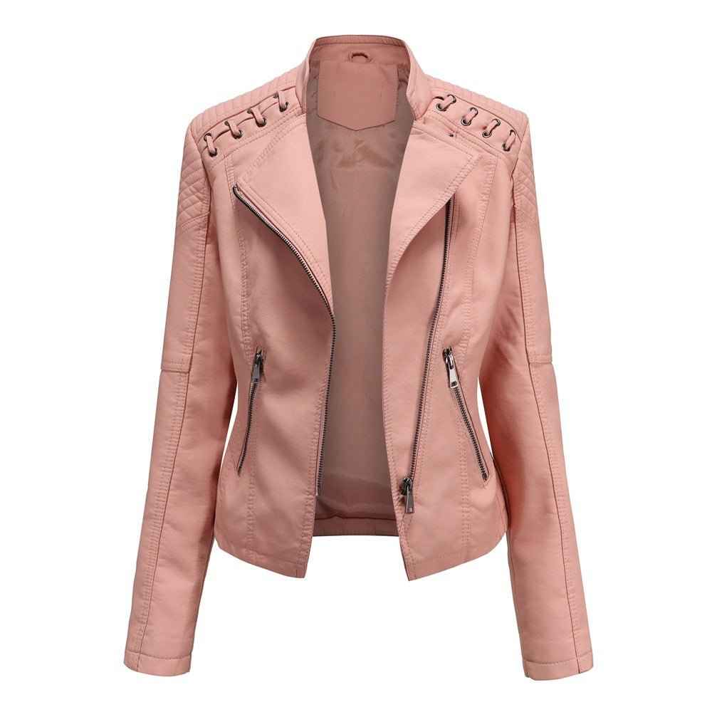 Herenjassen : Casual Leren Jack Leer - Camel in Roze van Pantino
