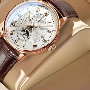 Horloges : Heren Mechanisch Polshorloge met Maanfase - Roségoud Wit in van Pantino