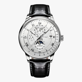 Horloges : Heren Mechanisch Polshorloge met Maanfase - Roségoud Wit in Zilver Wit van Pantino