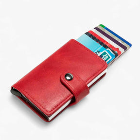 Portemonnees & Kaarthouders : RFID Portemonnee Heren Donkerblauw - Slank Ontwerp in Rood van Pantino
