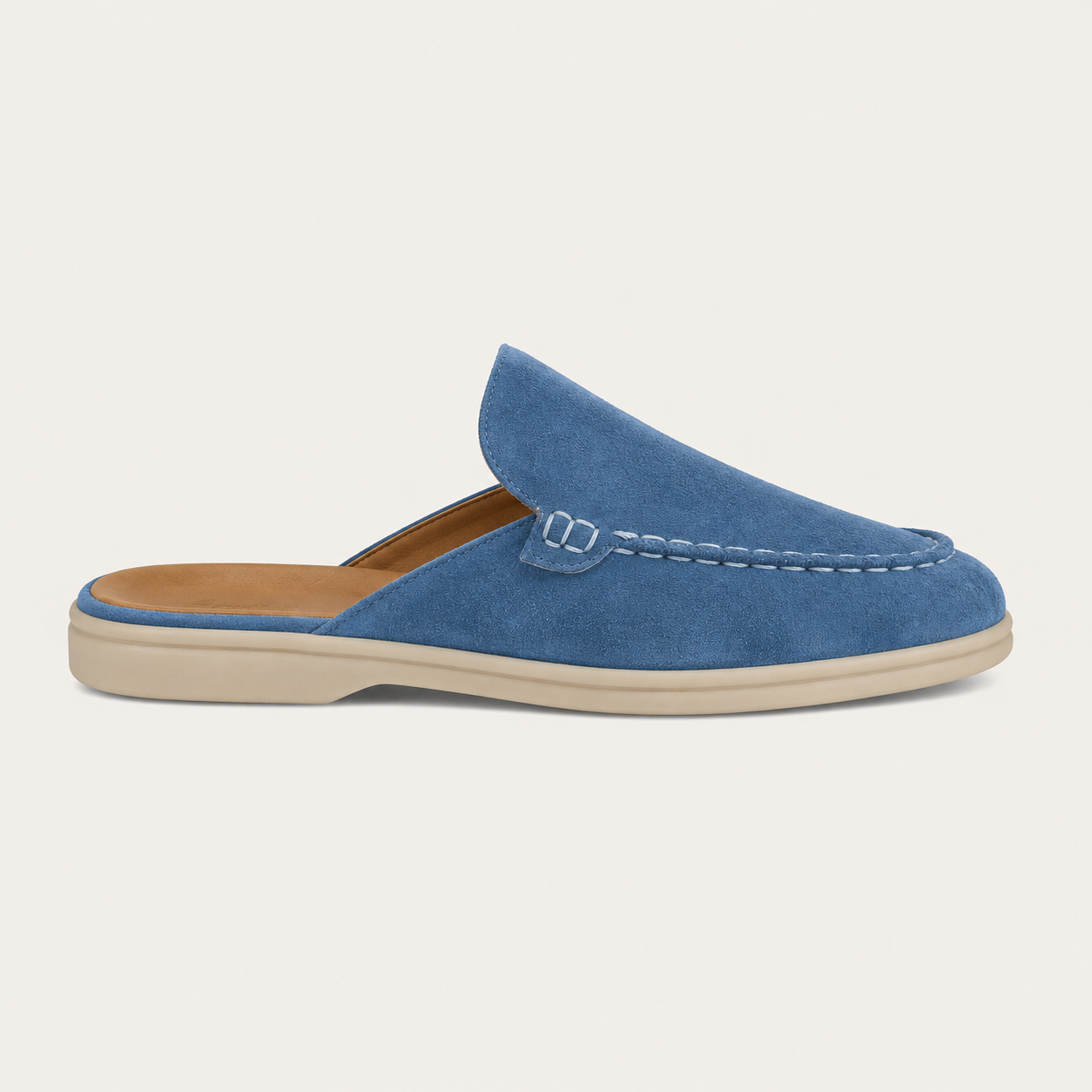 Sandals : Heren Suède Slip-On Muiltjes - Comfortabele Instappers voor Thuis & Casual in Blauw van Armand & Fils