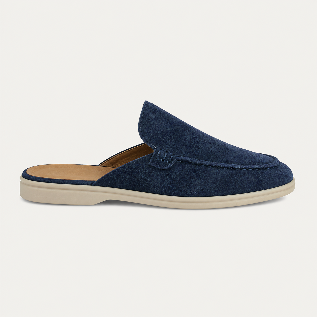 Sandals : Heren Suède Slip-On Muiltjes - Comfortabele Instappers voor Thuis & Casual in Marineblauw van Armand & Fils