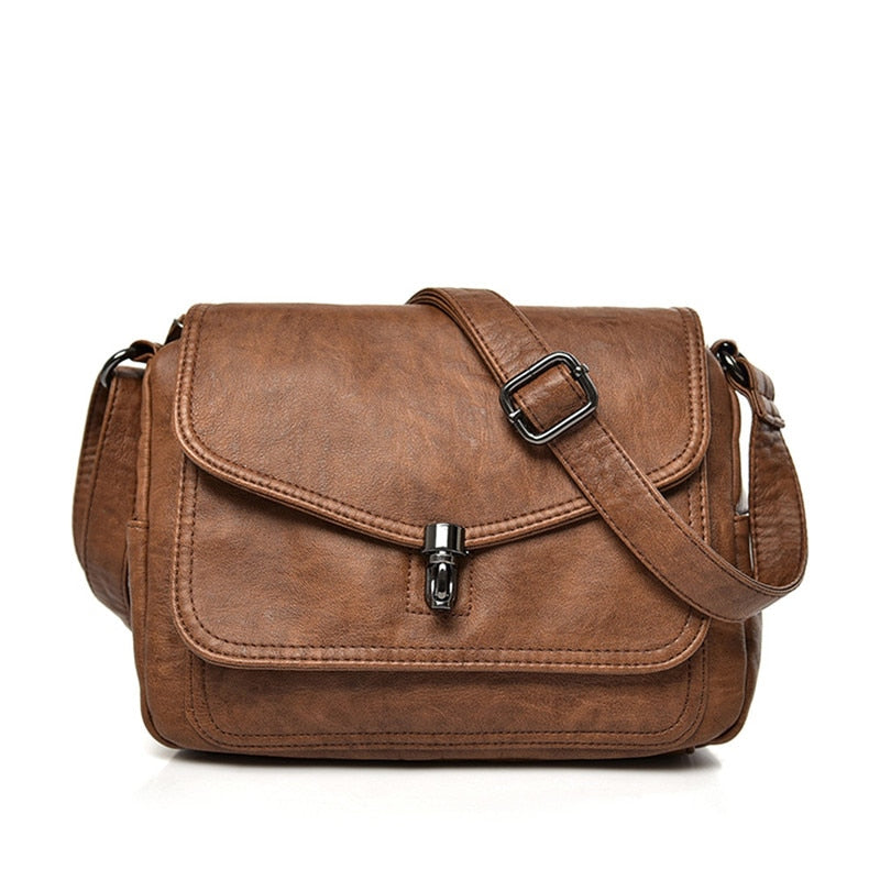 bags : Crossbody Tas Dames Retro Zwart - The Carolina Bag Polyester in Retro Bruin van Pantino