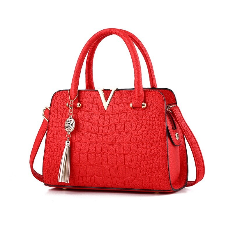 bags : Krokodillen Leren Tas Imitatieleer - Rood in Rood van Pantino