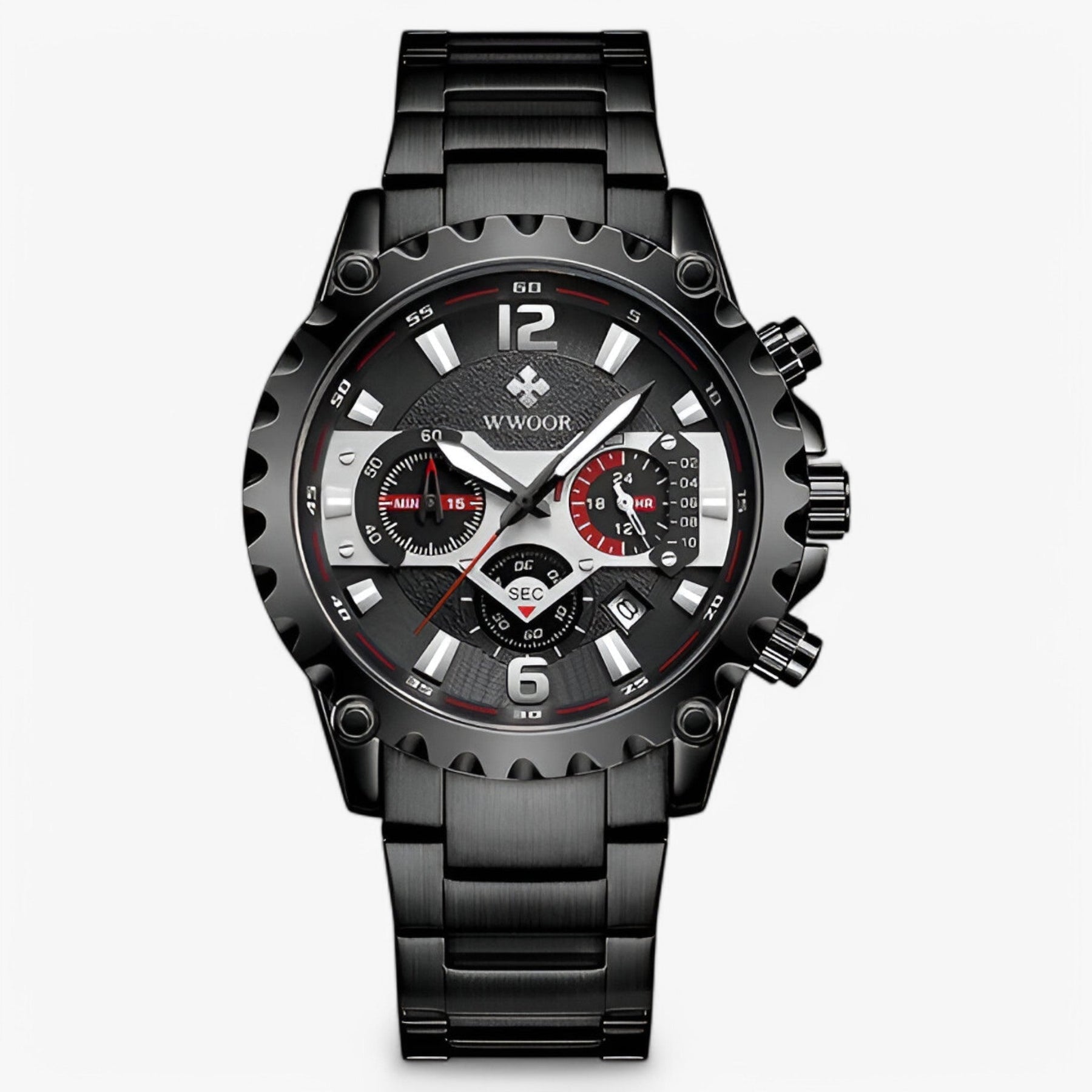 watches : Horloge Zwart Zwart - Luxe Chronograafhorloge van Roestvrij Staal in zwart zwart van Pantino