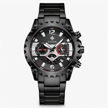 watches : Horloge Zwart Zwart - Luxe Chronograafhorloge van Roestvrij Staal in zwart zwart van Pantino