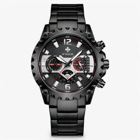 watches : Horloge Zwart Zwart - Luxe Chronograafhorloge van Roestvrij Staal in zwart zwart van Pantino