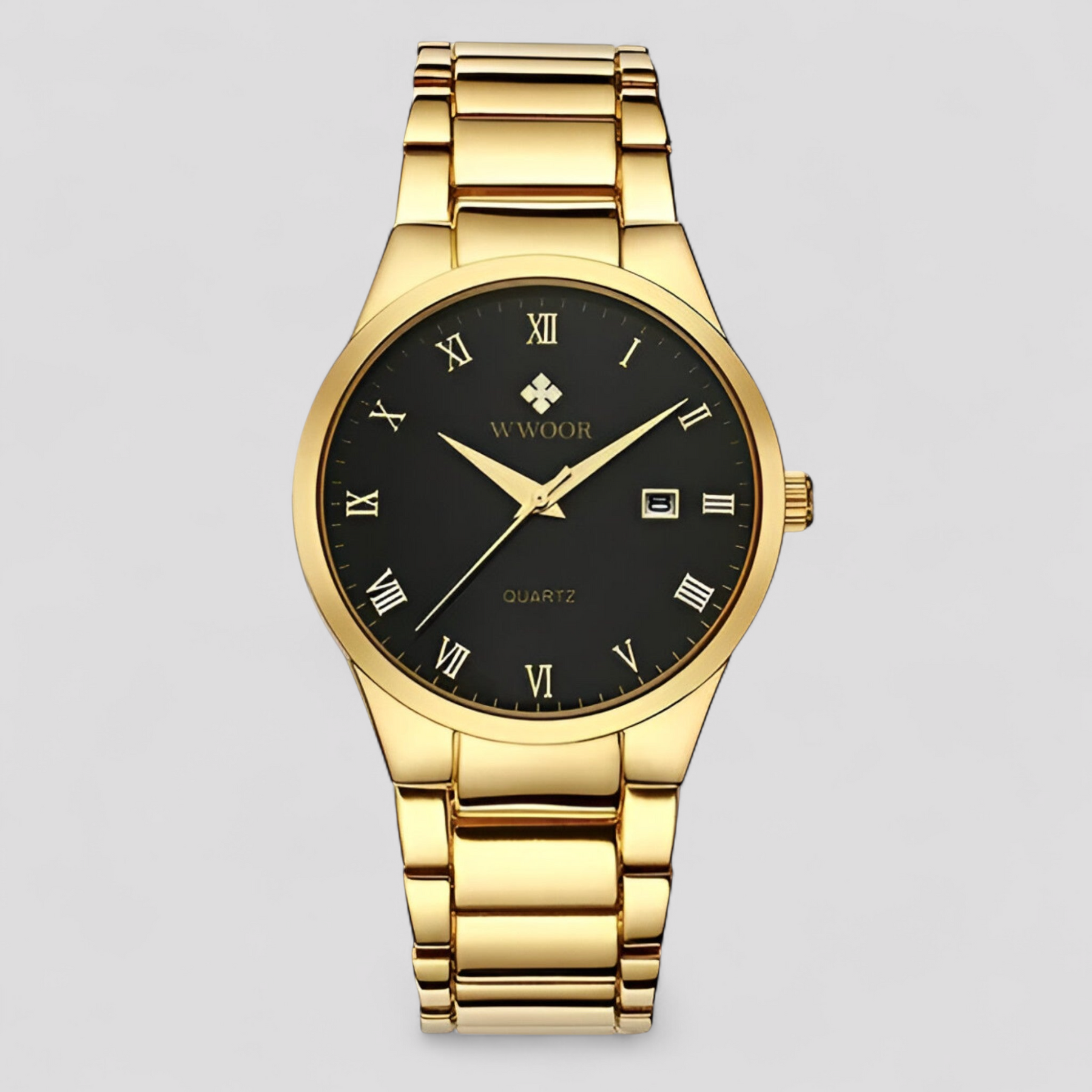 watches : Horloge Goud Goud met Doos - Elegant Quartzhorloge in Zwart goud met doos van Pantino