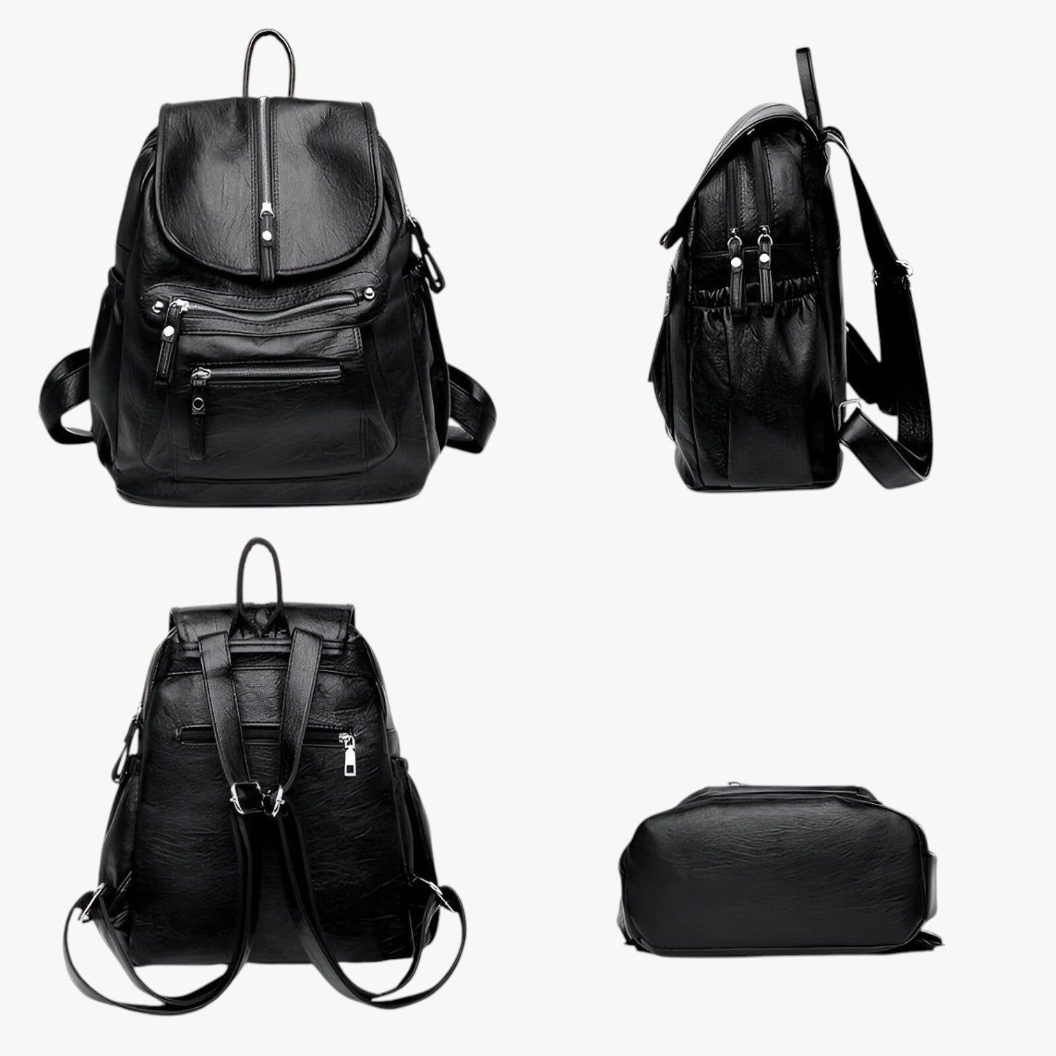 Backpack : Hoge Kwaliteit Lederen Rugzak Vintage Elegant voor Vrouwen en Meisjes - Zwart in van Pantino