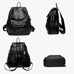 Backpack : Hoge Kwaliteit Lederen Rugzak Vintage Elegant voor Vrouwen en Meisjes - Zwart in van Pantino