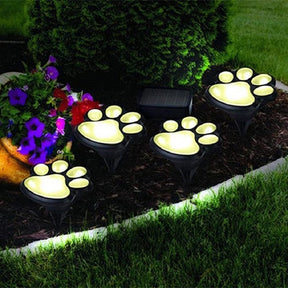 outdoor equipment : Paw Print Solar Lampjes Wit 4 Stuks - Tuin Pad Decoratie - Solar LED in Warm (4st) van Pantino