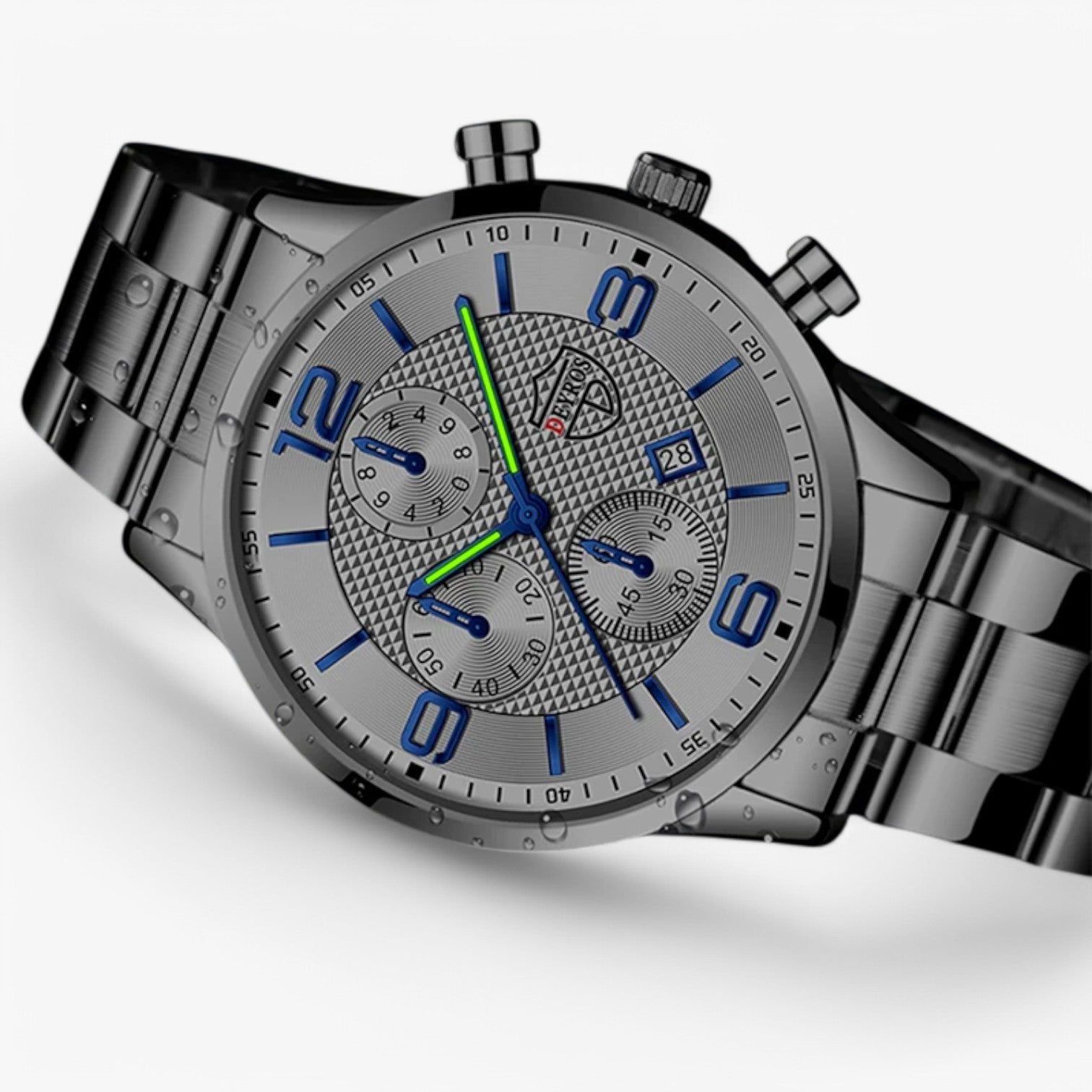 watches : Horloge Heren Zwart Blauw - Luxe & Precisie - Stalen Herenhorloge met Luminieuze Functies in van Pantino