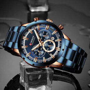 watches : Horloge Heren Roségoud Blauw - Curren Zakelijk in van Pantino