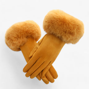 Gloves : Handschoenen Roze - Warme Suède Touchscreen met Imitatiebont in van Pantino