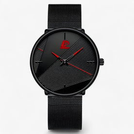 watch : Ultra-Dun Quartz - Minimalistisch & Stijlvol - Mesh Zwart Rood in Mesh Zwart Rood van Pantinoshop