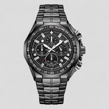 watches : Militair Chronograafhorloge Heren Goud - Staal - Analoog in zwart zwart van Pantino
