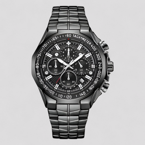 watches : Militair Chronograafhorloge Heren Goud - Staal - Analoog in zwart zwart van Pantino