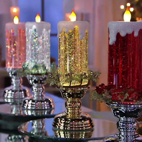 home & garden : Kleur Veranderende LED Water Kaars met Glitter - Gouden Basis in van Pantino