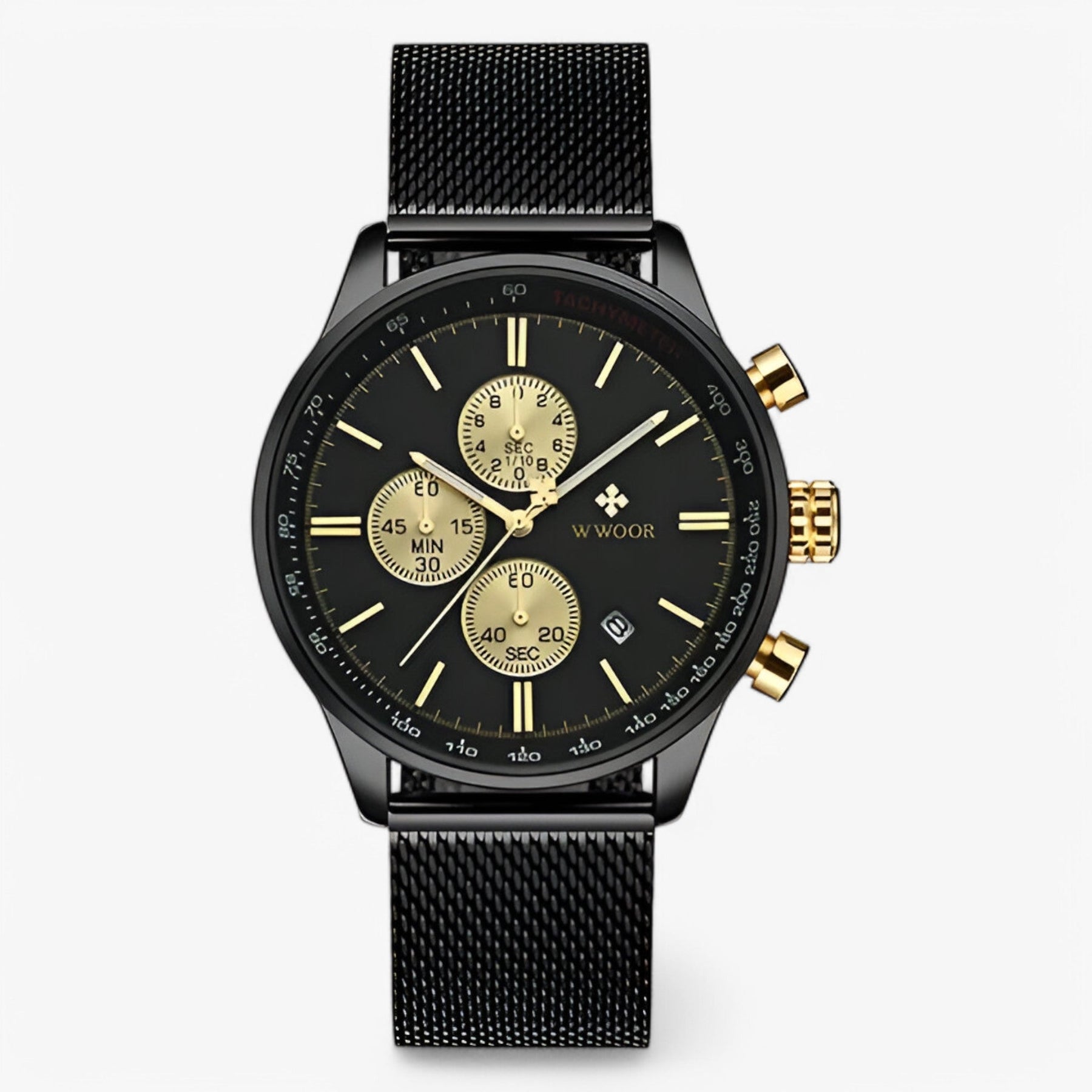 watches : Horloge Zwart Goud - Luxe Sporthorloge in zwart goud van Pantino