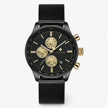 watches : Horloge Zwart Goud - Luxe Sporthorloge in zwart goud van Pantino