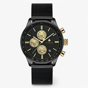 watches : Horloge Zwart Goud - Luxe Sporthorloge in zwart goud van Pantino