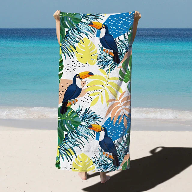 home & garden : Microvezel Strandhanddoek Paars - Sneldrogend Extra Groot - Microvezel in Vogel 90x180cm van Pantino